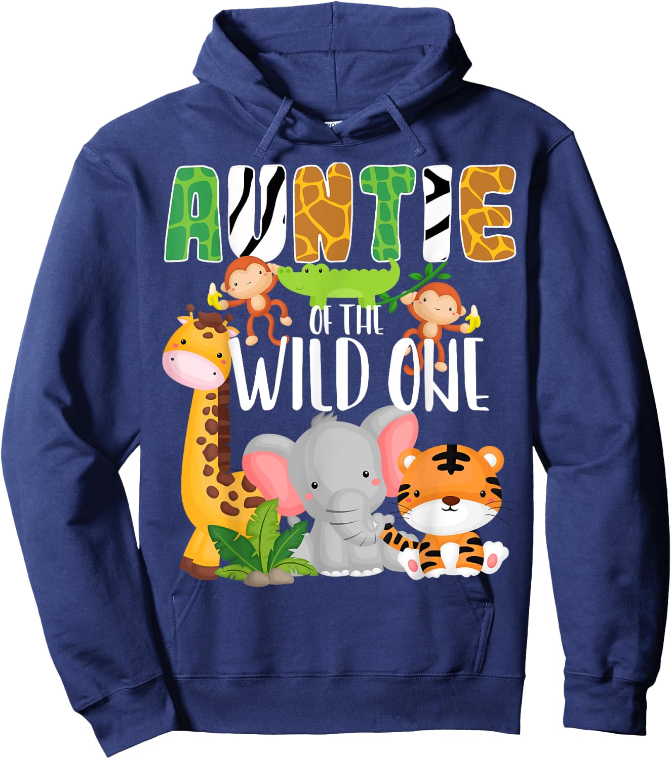 Auntie of the Wild One Zoo Theme Birthday Safari Animals Hoodie - Hoodie | Navy