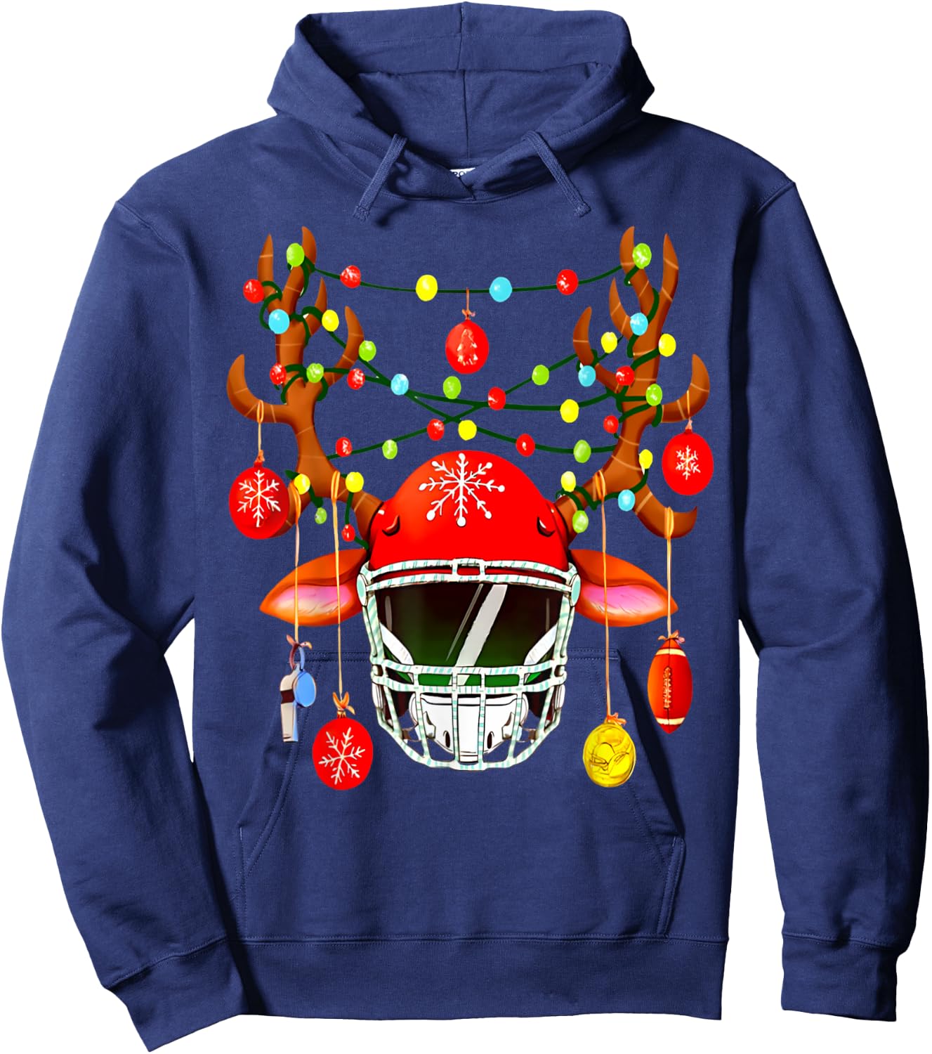 Christmas Football Santa Hat Sports Xmas Team Lovers Holiday Hoodie - Hoodie | Navy