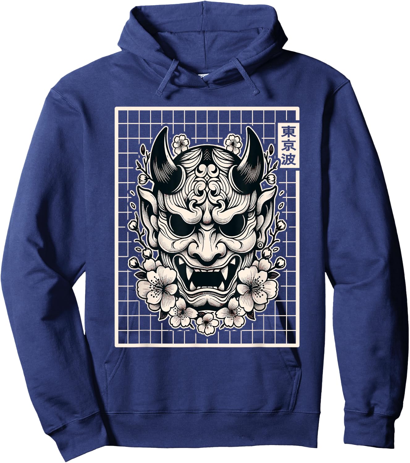 Japanese Devil Hannya Japanese Demon Oni Mask Yokai Oni Mask Hoodie - Hoodie | Navy