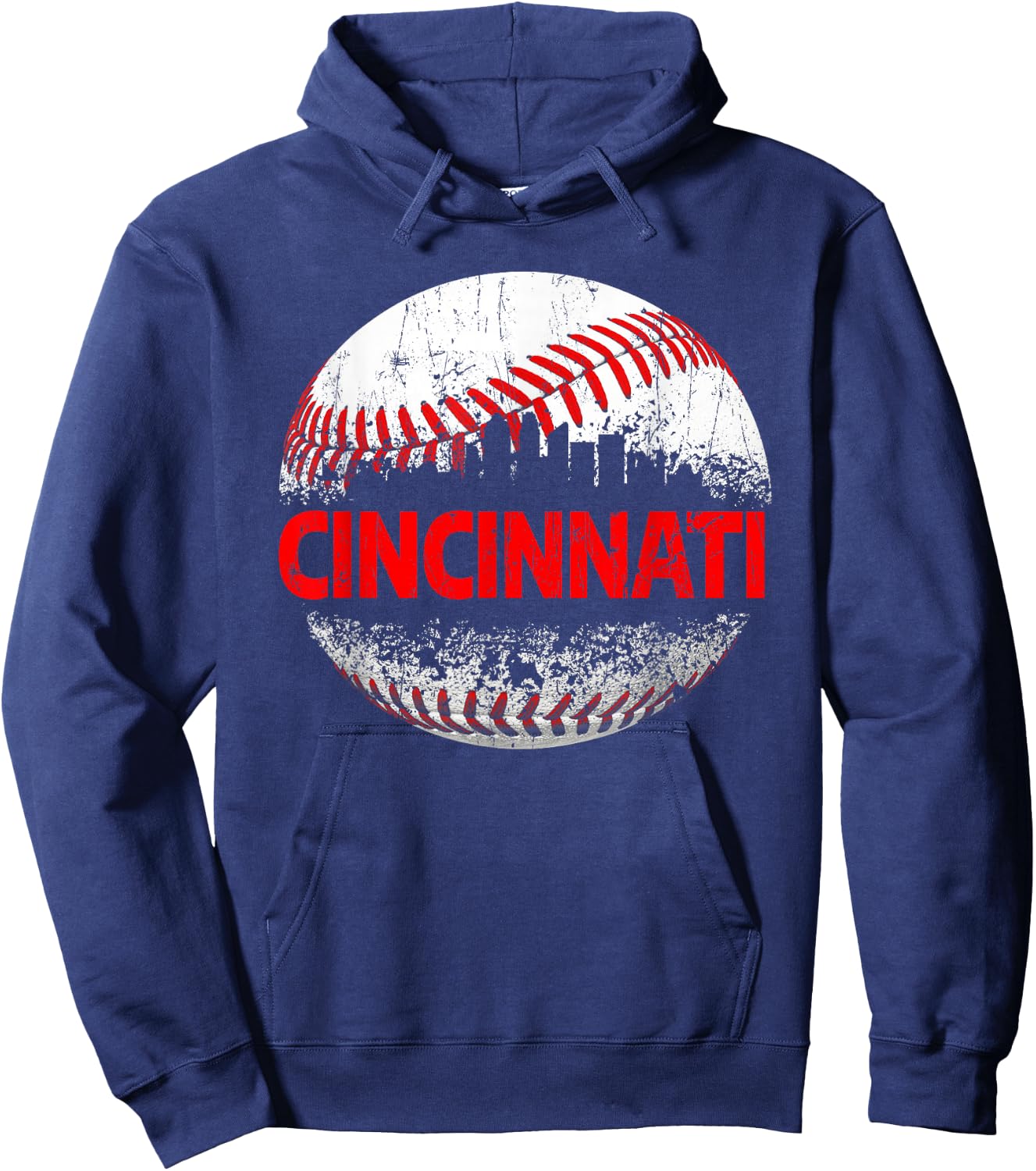 Cincinnati Souvenir Baseball City Downtown I Love Cincinnati Hoodie - Hoodie | Navy