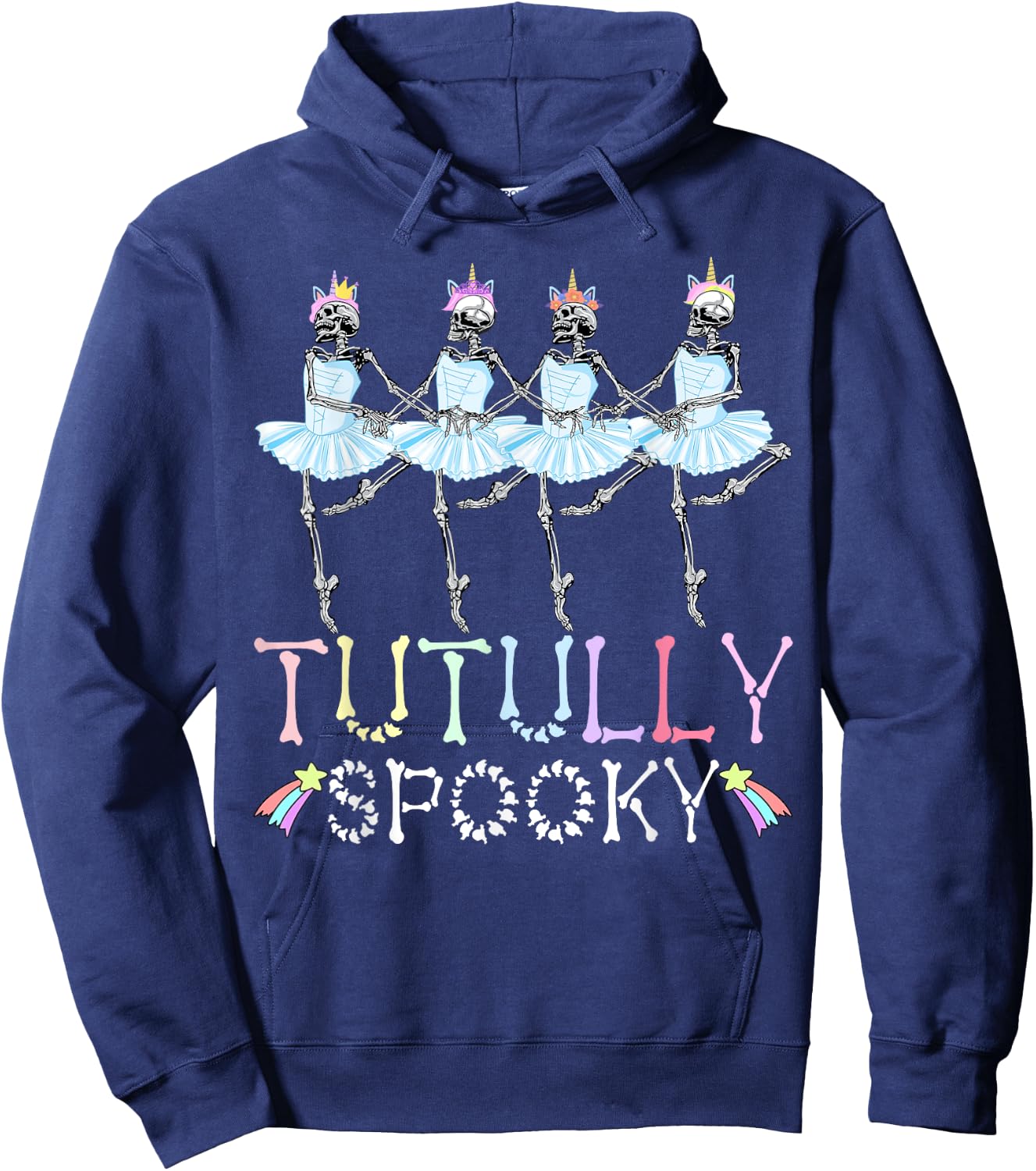 Tutully Spooky Halloween Skeleton Ballet Dance Ballerina Hoodie - Hoodie | Navy