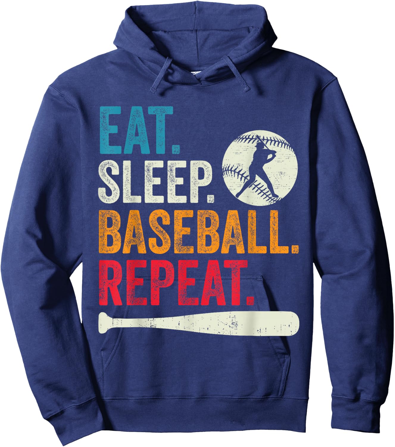 Eat Sleep Baseball Repeat Kids Baseball Player Boys Vintage Hoodie - Hoodie | Navy