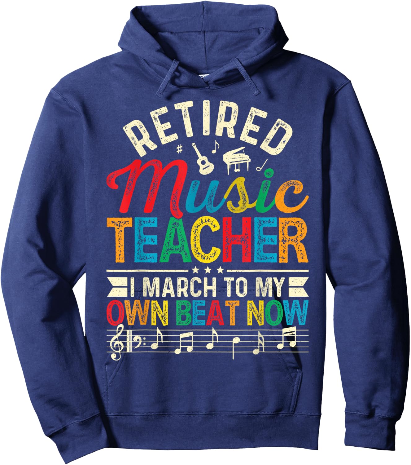 Funny Retired Music Teacher Gift Shirt Retirement Gift Hoodie - Hoodie | Navy