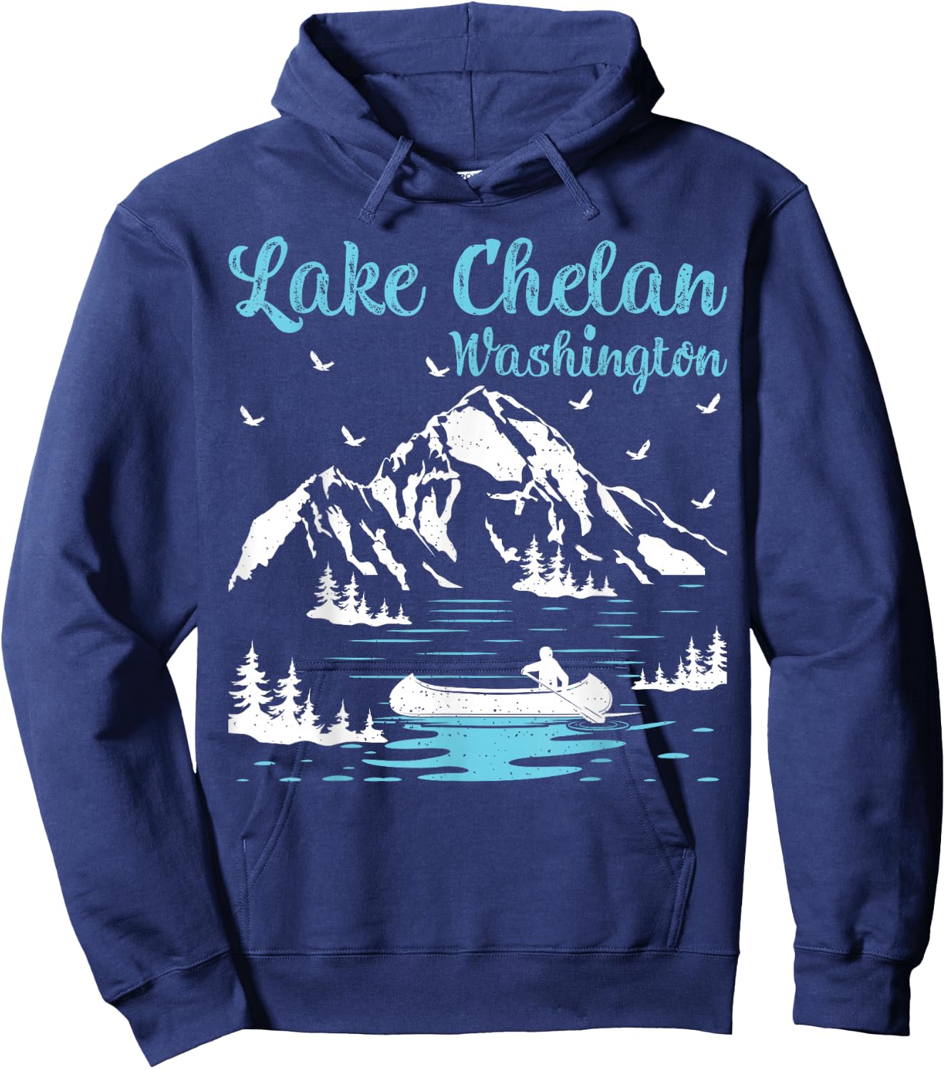 Summer Vacation Retro Washington Lake Chelan Hoodie - Hoodie | Navy