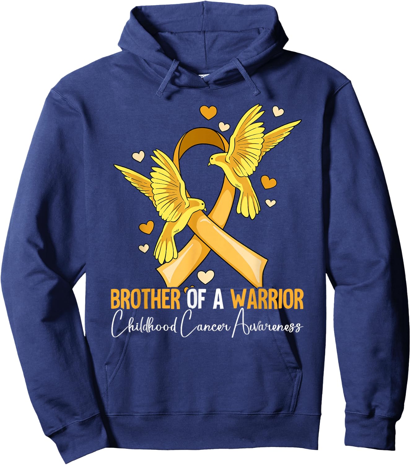 Brother Of A Warrior Childhood Cancer Awareness Hoodie - Hoodie | Navy