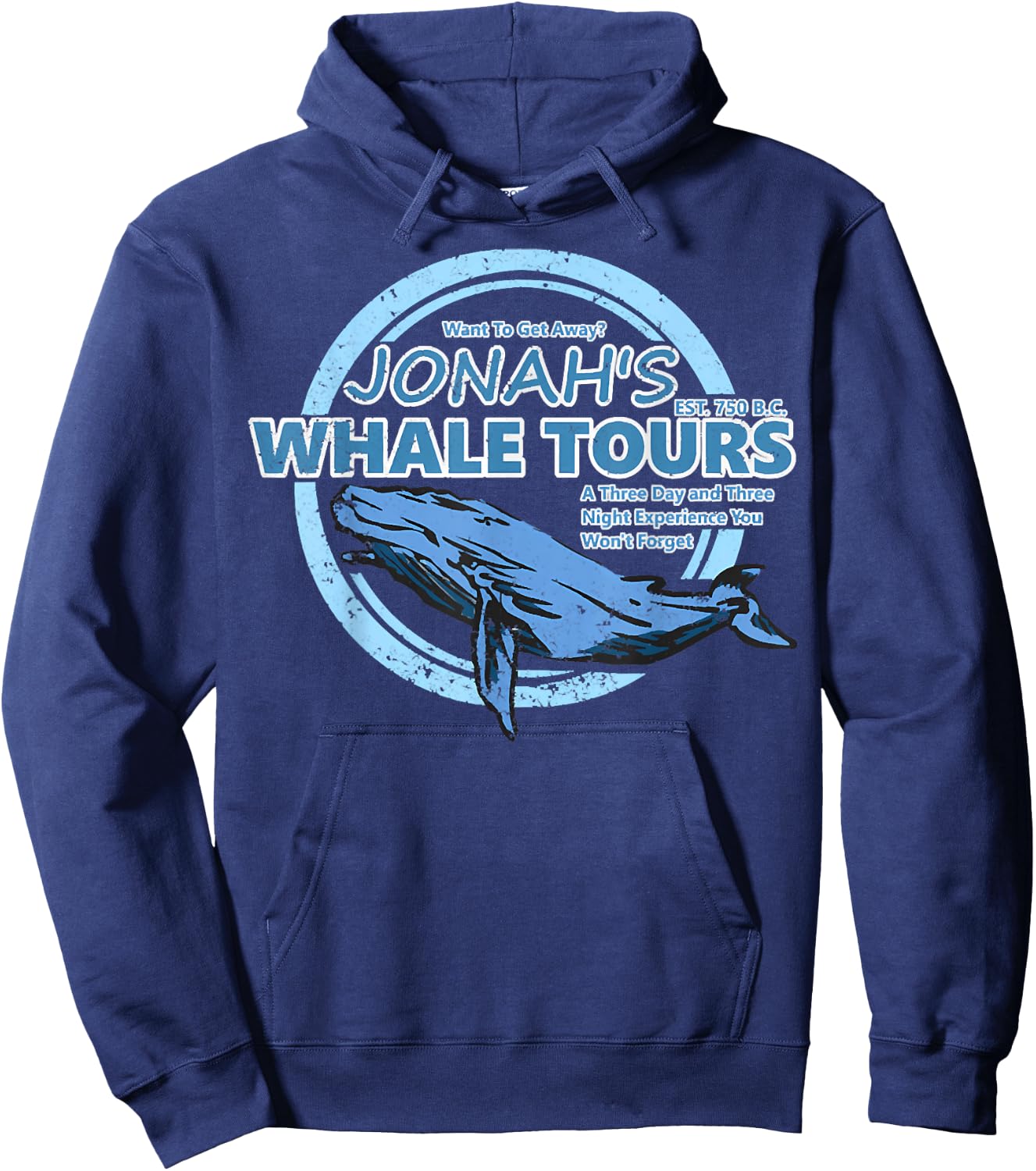 Christian Faith Bible Jonah Whale Tours, Whale Animal Ocean Hoodie - Hoodie | Navy