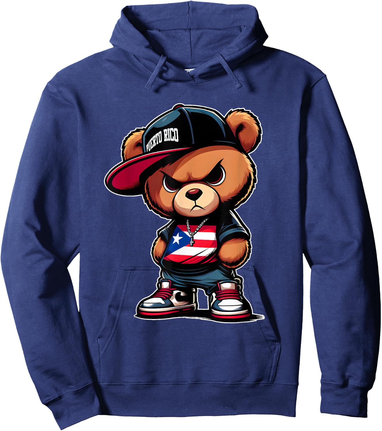 Cute Teddy Bear Puerto Rico Flag Shirt Boricua Puerto Rican Hoodie - Hoodie | Navy