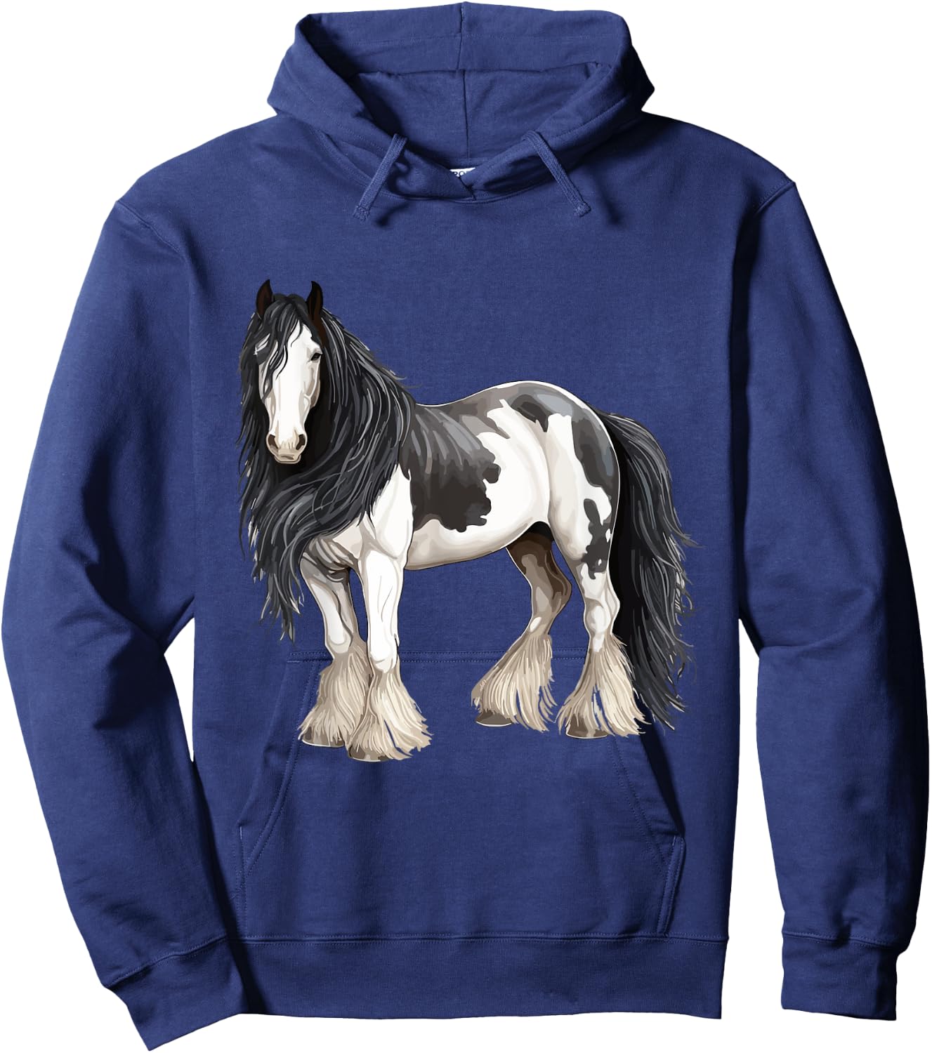 Black Gypsy Vanner Horse Lover Riding Equestrian Hoodie - Hoodie | Navy