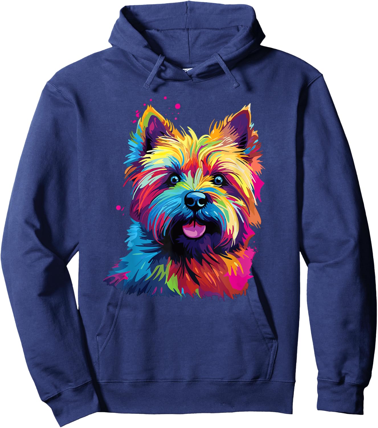 Retro Cairn Terrier Dog -Adults Multicolor Short Sleeve Small Hoodie - Hoodie | Navy