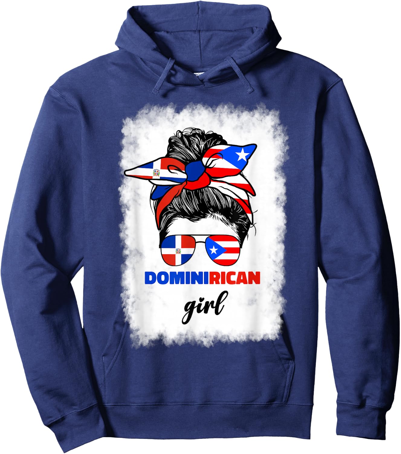 Half Dominican And Puerto Rican Rico Flag DominiRican Girl Hoodie - Hoodie | Navy