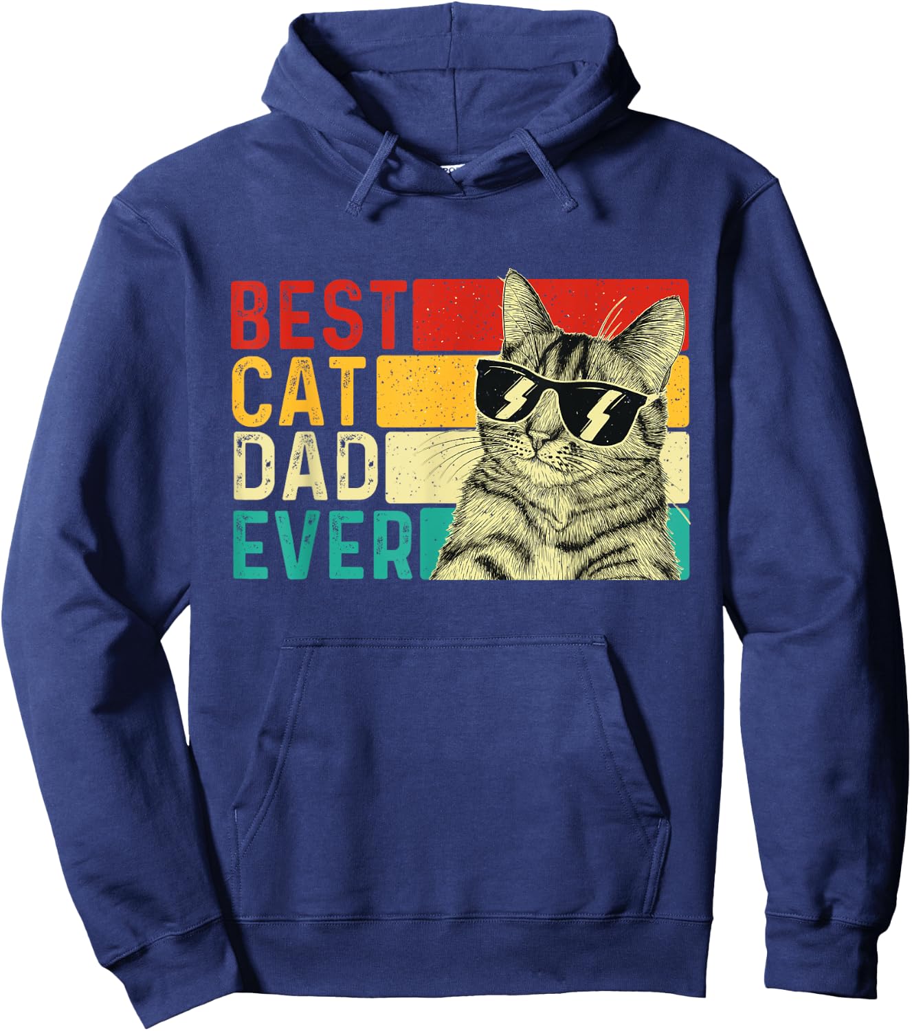 Best Cat Dad Ever - Retro Vintage Animal Pet Lover Kitten Men Women Kids Hoodie - Hoodie | Navy