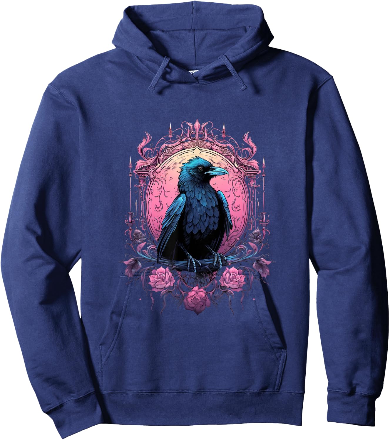 Pastel Goth Gothic Crow Bird Kawaii Anime Nu Goth Aesthetic Hoodie - Hoodie | Navy