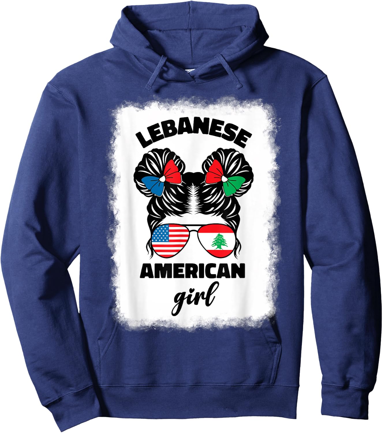 Funny Half American And Lebanese Lebanon Usa Flag Kids Girls Hoodie - Hoodie | Navy