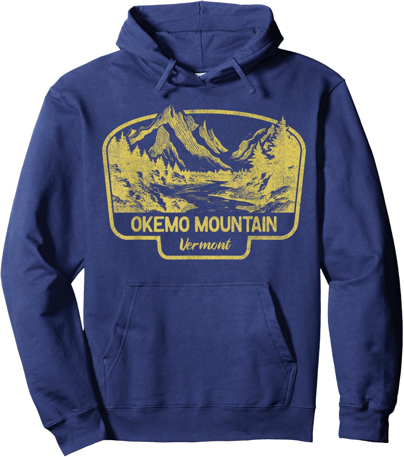 Okemo Mountain Mountains Vermont Hiking Outdoors Vintage Hoodie - Hoodie | Navy