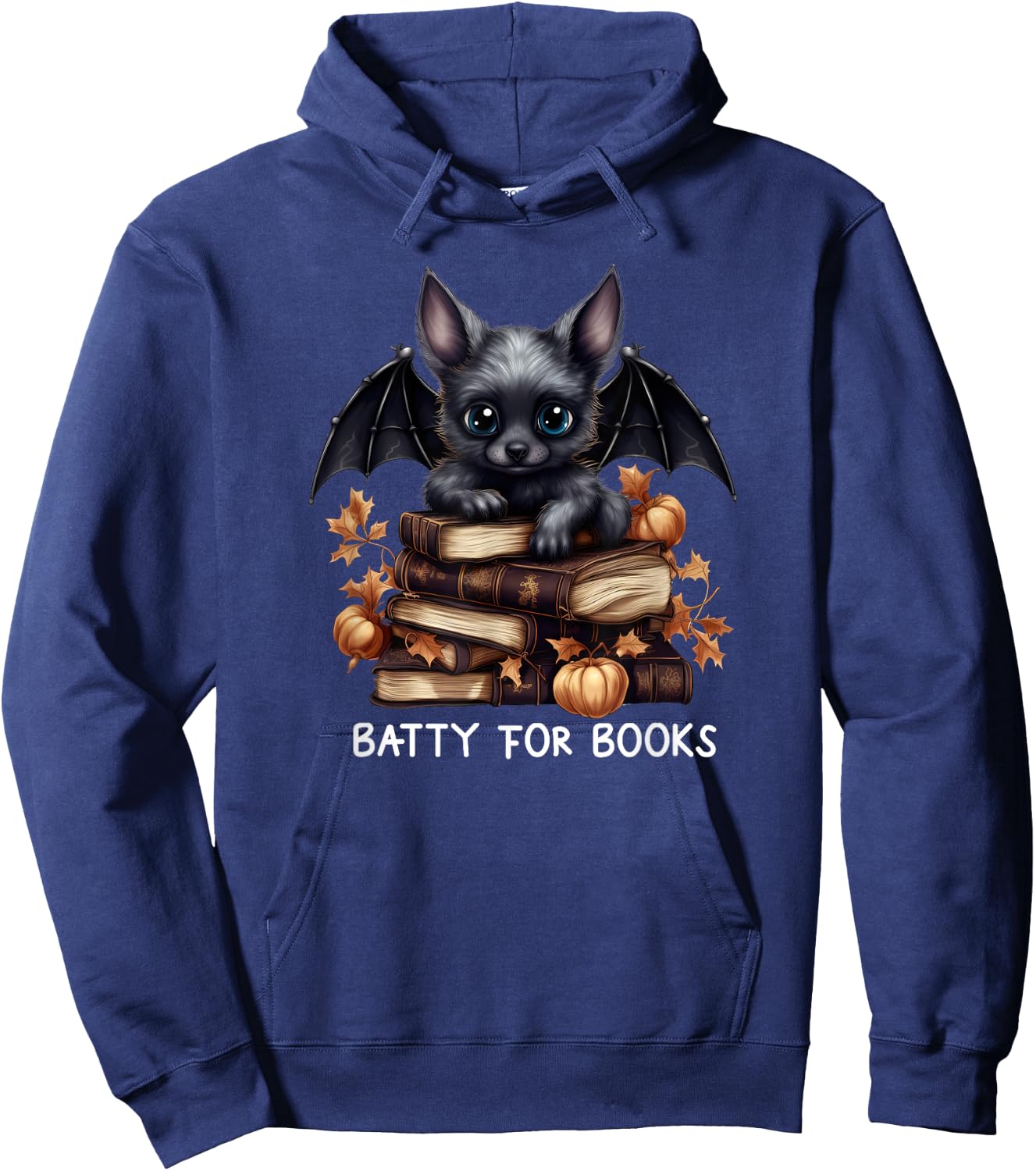 Funny Batty For Books Bat Merch Halloween Librarian Lover Hoodie - Hoodie | Navy