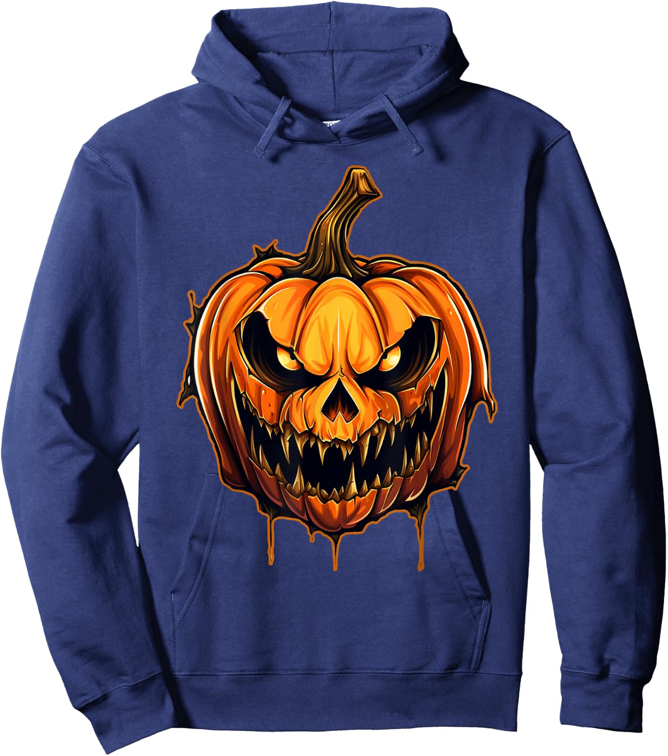 Funny Fall Autumn Halloween Scary Pumpkin lazy Costume Hoodie - Hoodie | Navy
