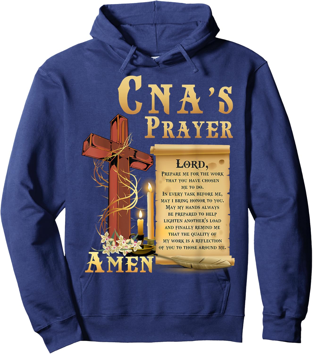 CNA Prayer Amen Certified Nursing Assistant Jesus Christian Hoodie - Hoodie | Navy