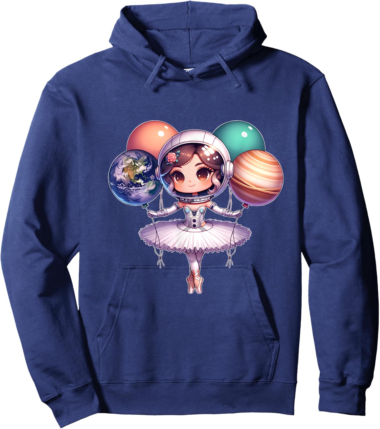 Cute ballerina girl space astronaut funny space ballons Hoodie - Hoodie | Navy