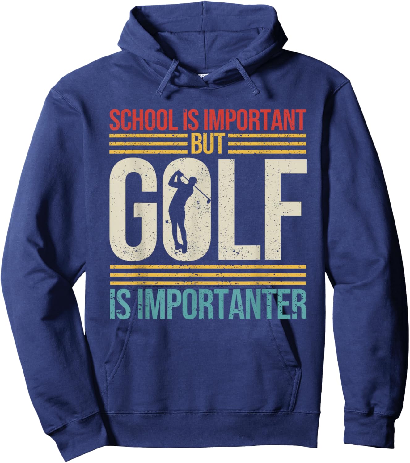 Retro Vintage School is Important But Golf is Importanter Hoodie - Hoodie | Navy