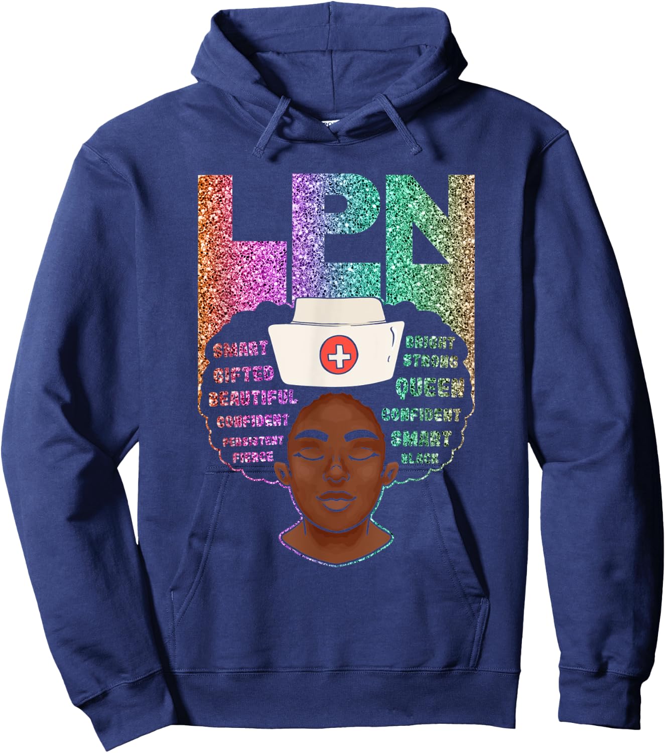 Black LPN Nurses Matter African American Black History Month Hoodie - Hoodie | Navy