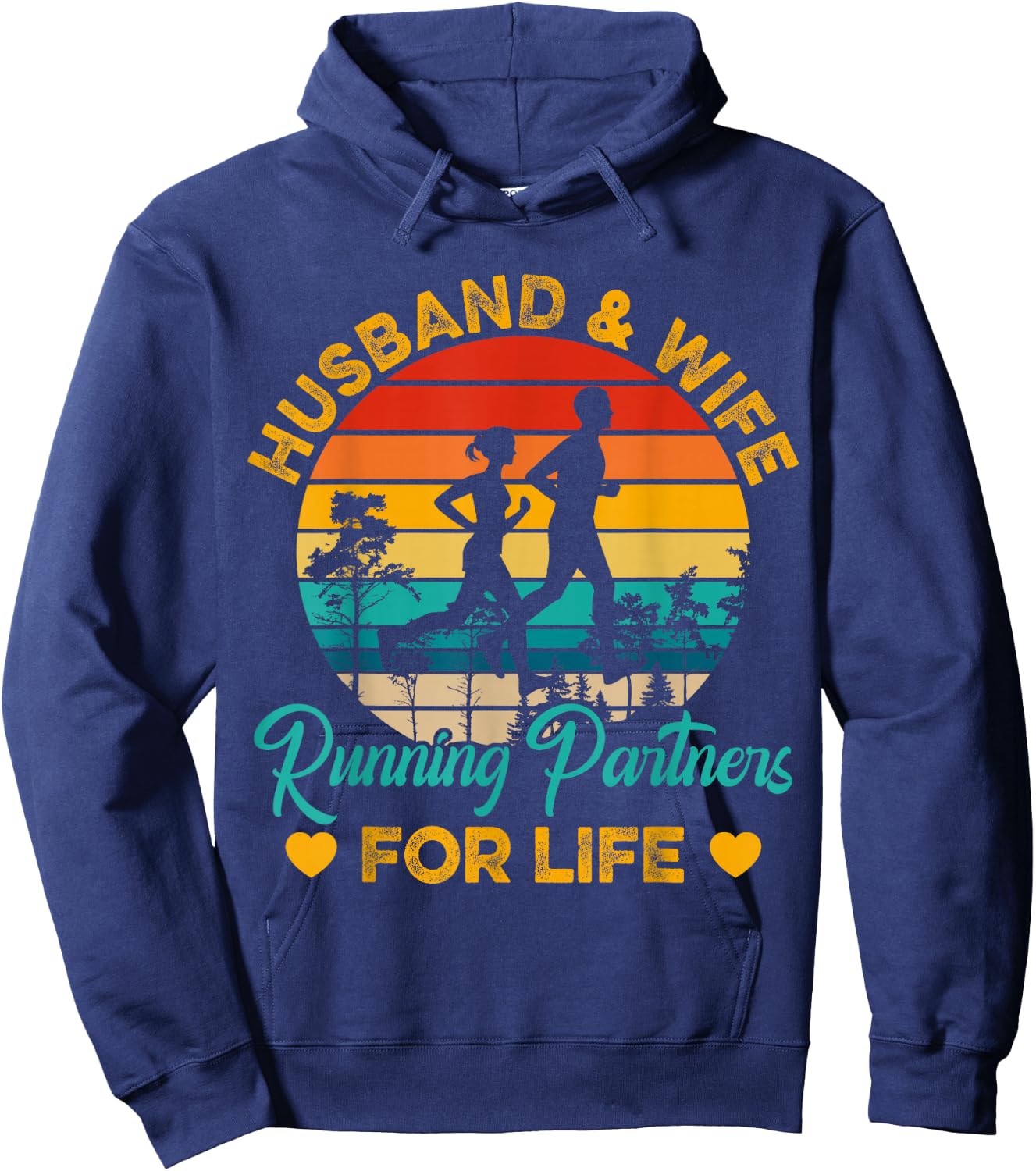 Husband And Wife Running Partners For Life Hoodie - Hoodie | Navy