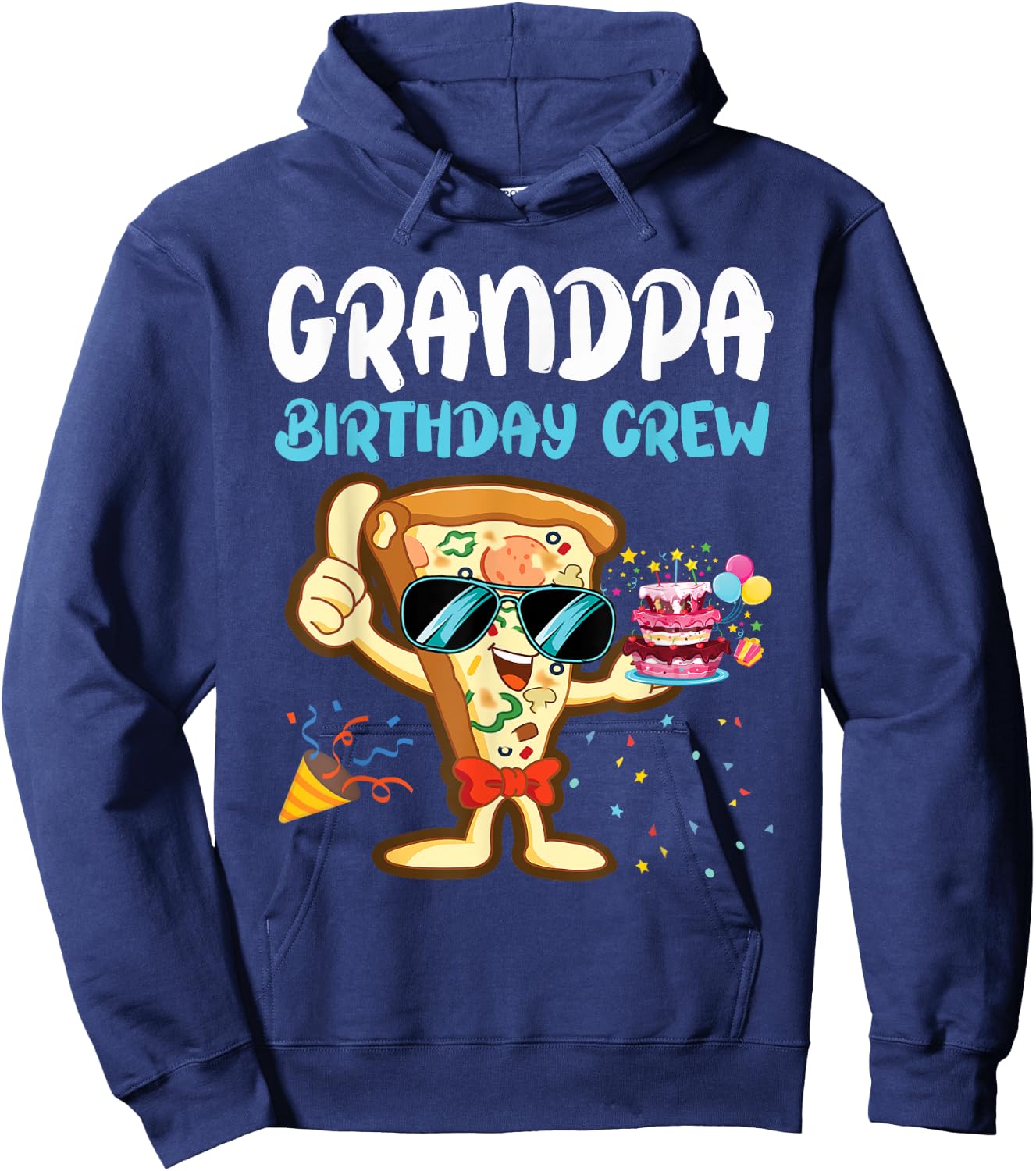 Grandpa Birthday Crew Pizza Lover Party Boys Kid Girls Theme Hoodie - Hoodie | Navy