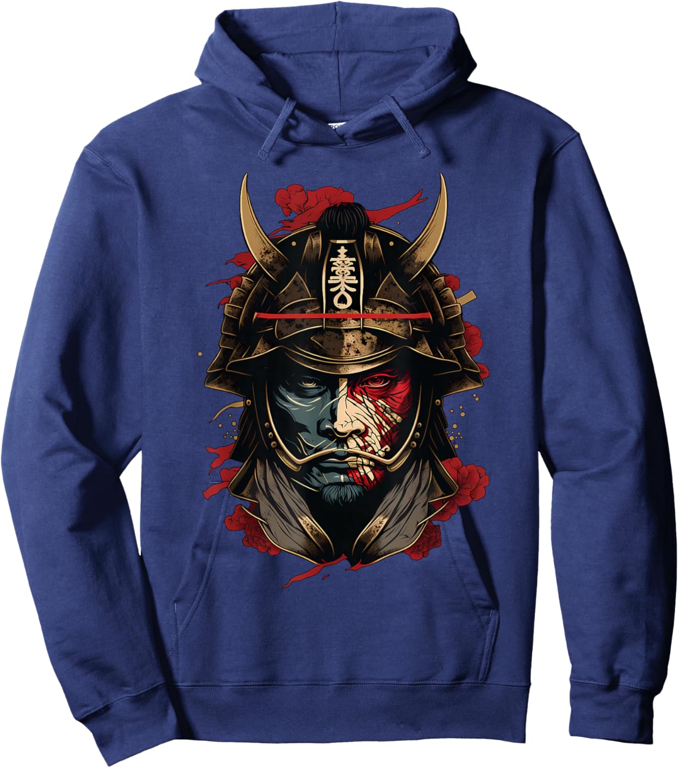 Samurai Mask Traditional Japanese Warrior Sword Retro Tattoo Hoodie - Hoodie | Navy