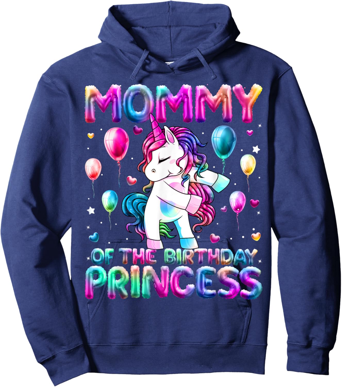 Mommy of the Birthday Princess Girl Flossing Unicorn Mom Hoodie - Hoodie | Navy