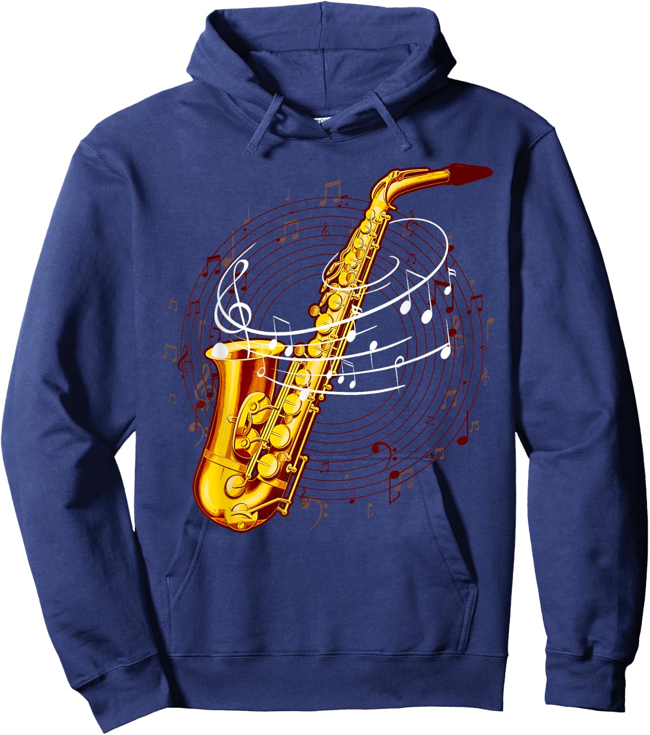 Cool Saxophone Women Jazz Music Notes Musician Sax Hoodie - Hoodie | Navy