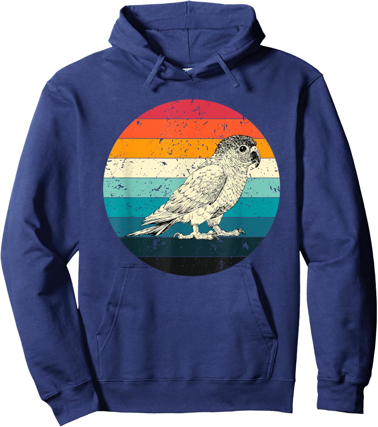 Retro Vintage Green Cheek Conure with Sunglasses Bird Lover Hoodie - Hoodie | Navy