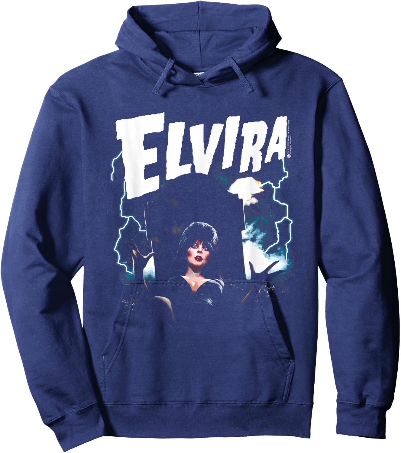 Elvira, Mistress of The Dark Grave and Lightning Small Hoodie - Hoodie | Navy