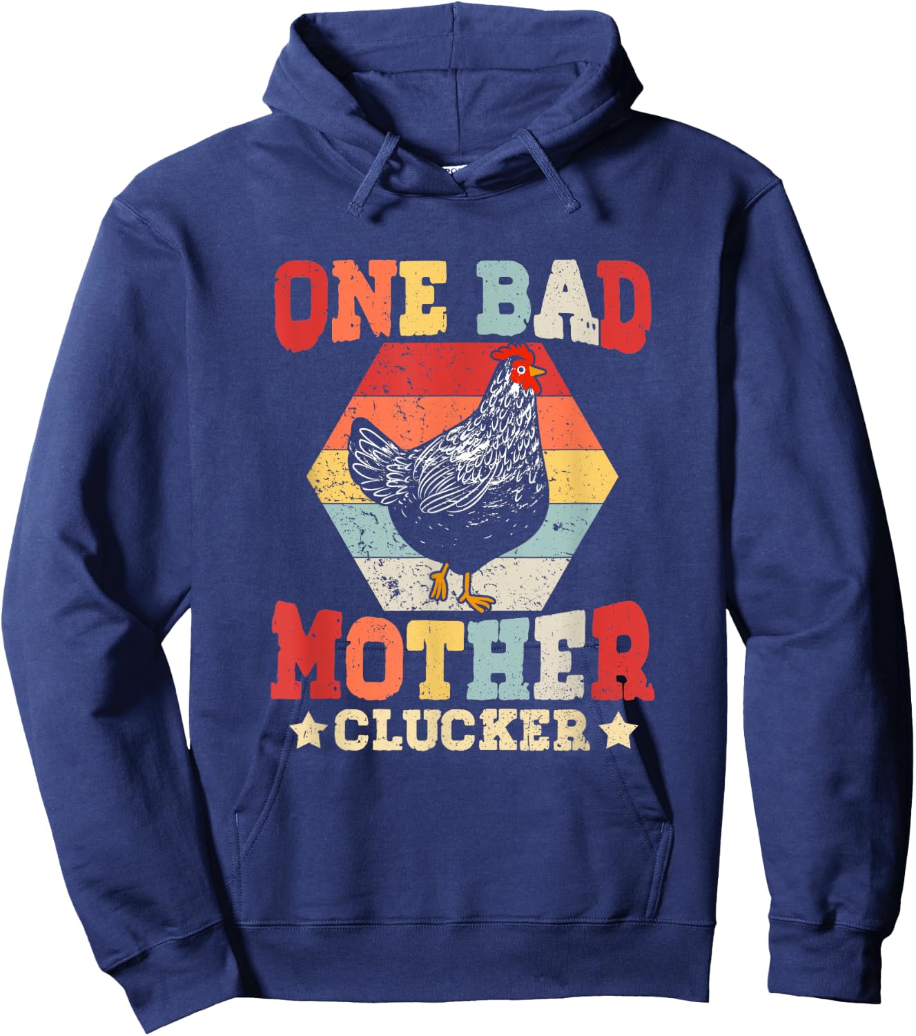 One Bad Mother Clucker Novel Chicken Lover Vintage Sunset Hoodie - Hoodie | Navy