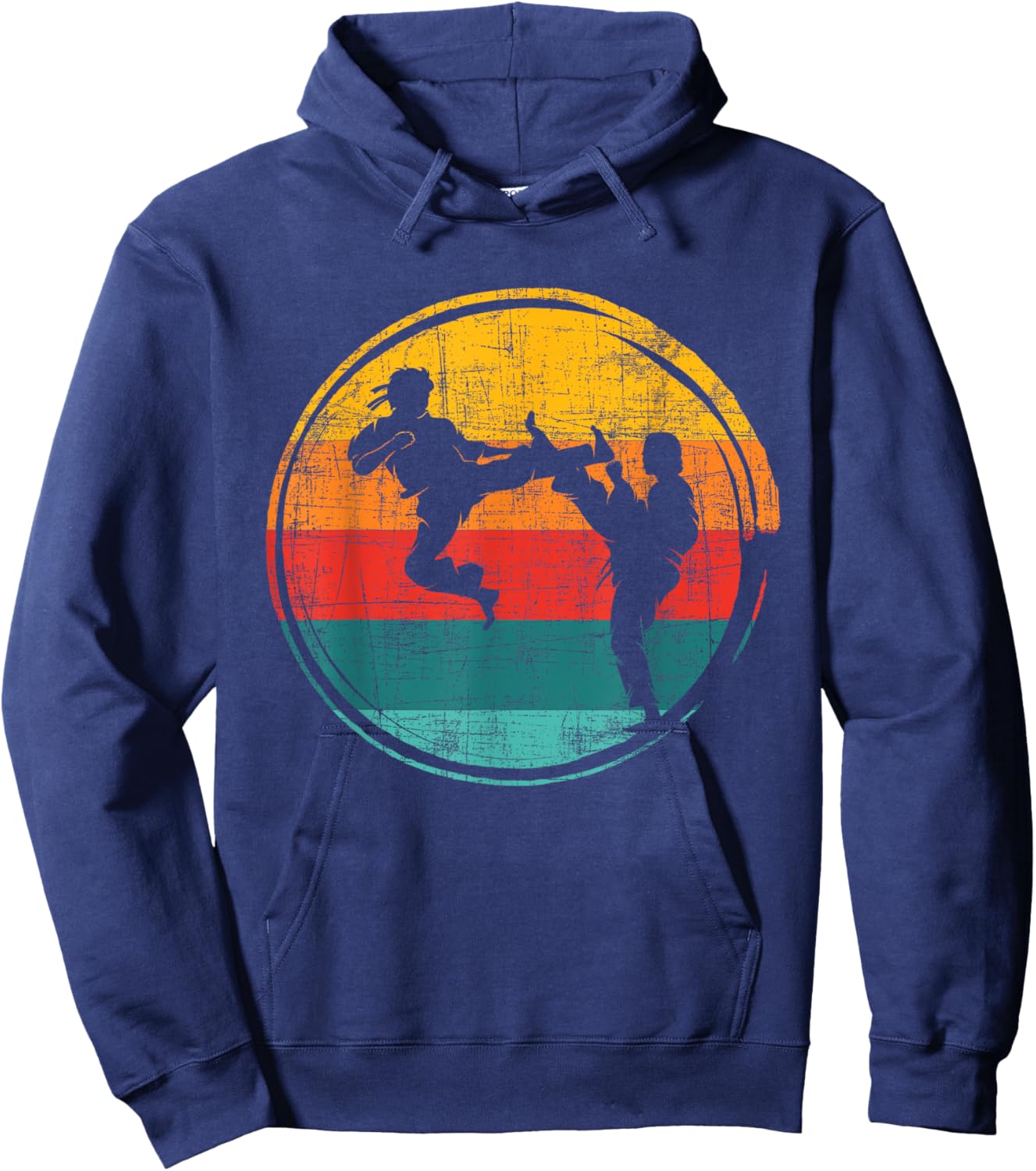 Retro Karate Fighter - Karateka Combat Self Defense Coach Hoodie - Hoodie | Navy