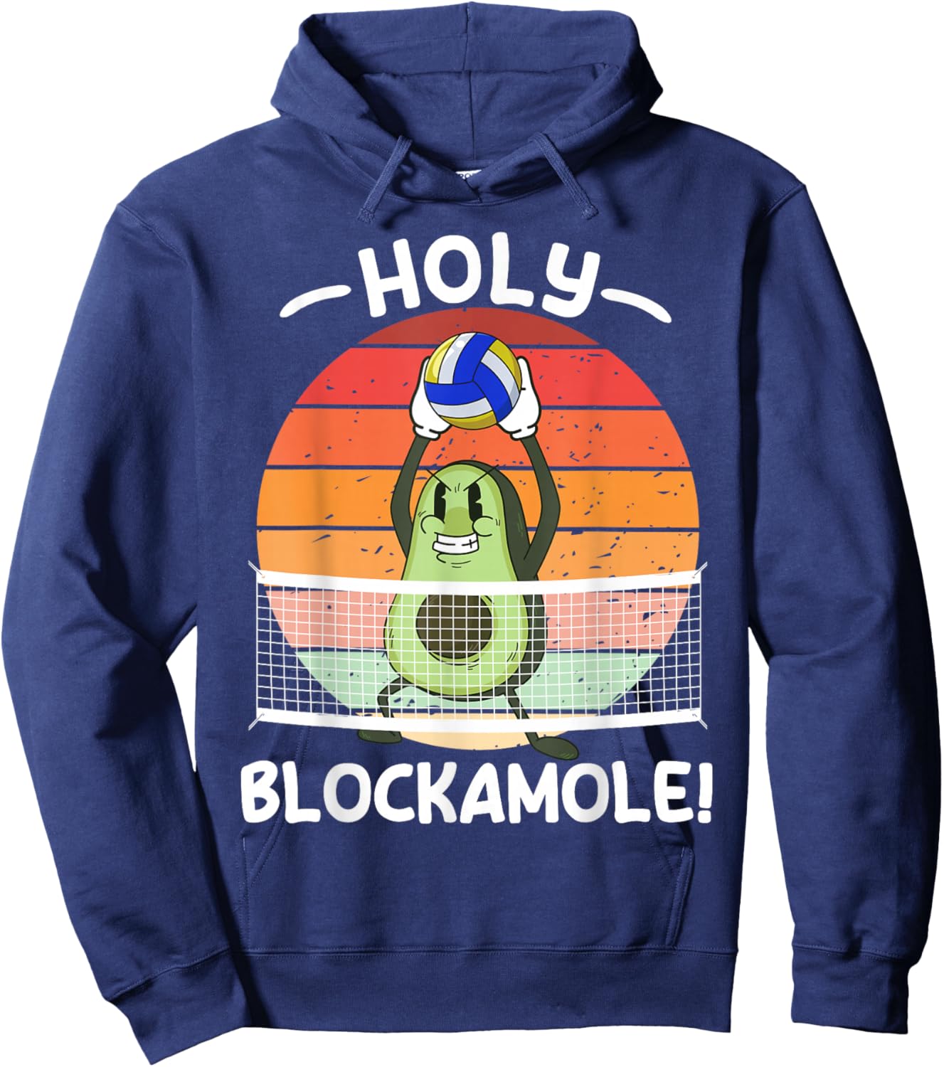 Holy Blockamole Volleyball Avocado Men Women Funny Hoodie - Hoodie | Navy