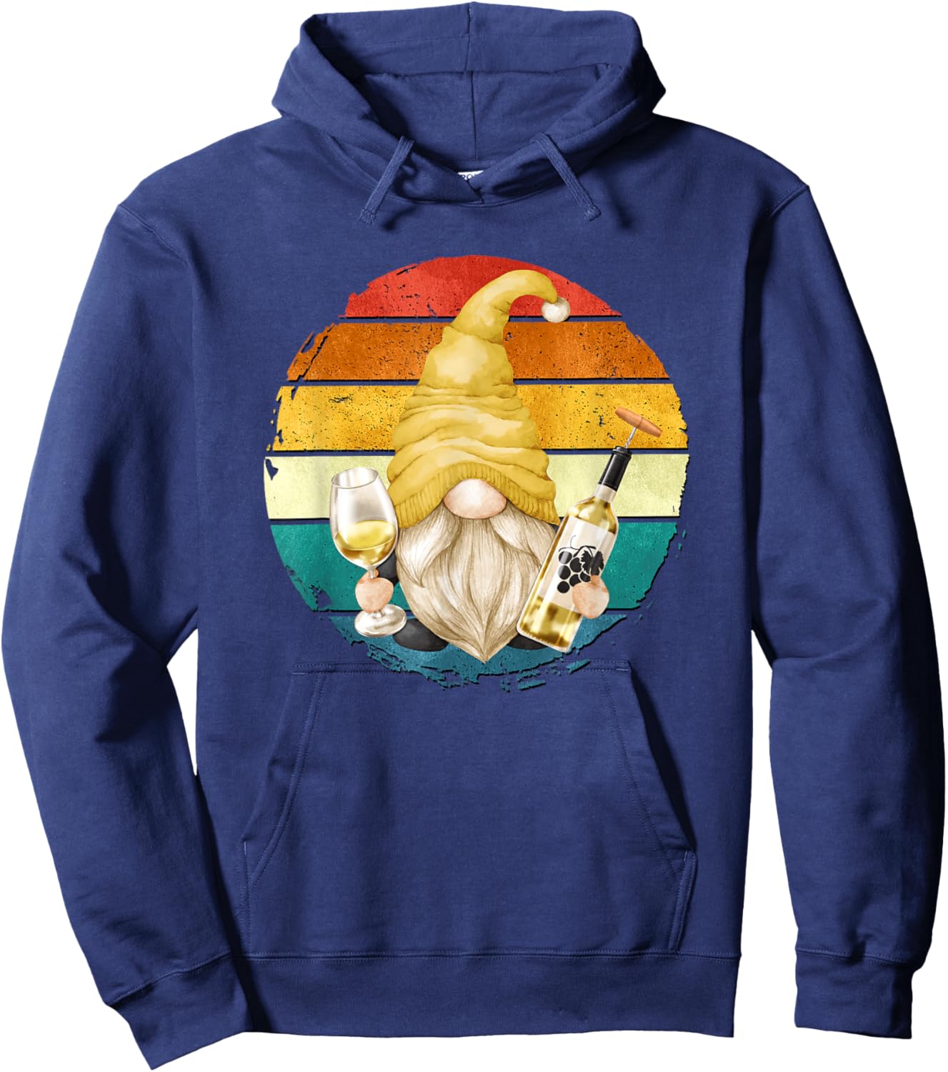 Vintage Wine Gnome Graphic For Just A Girl Who Loves Wine Hoodie - Hoodie | Navy