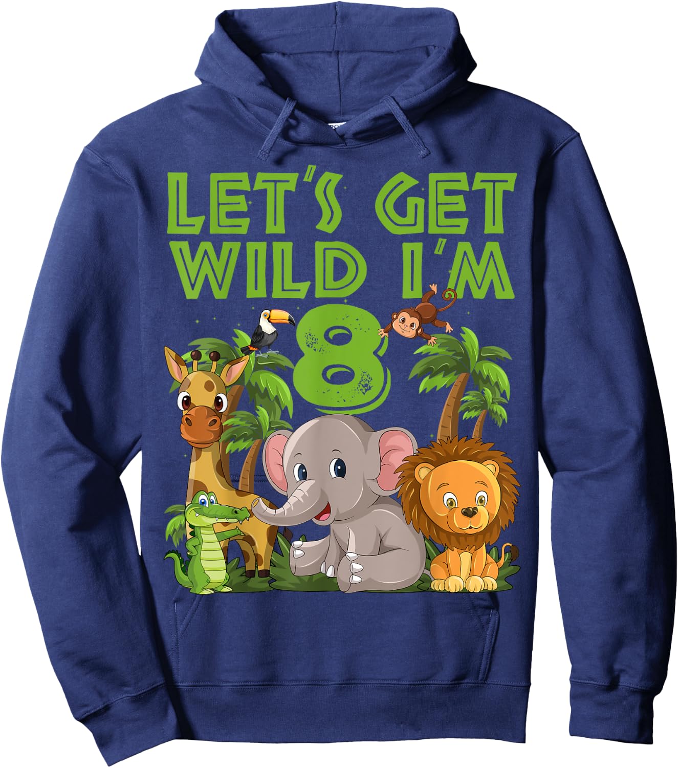 8 Year Old Zoo Birthday Safari Jungle Animal 8th B-day Hoodie - Hoodie | Navy