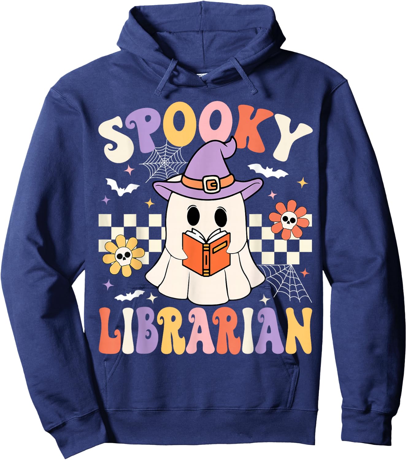 Groovy Spooky Librarian Halloween Library ghost Librarian Hoodie - Hoodie | Navy
