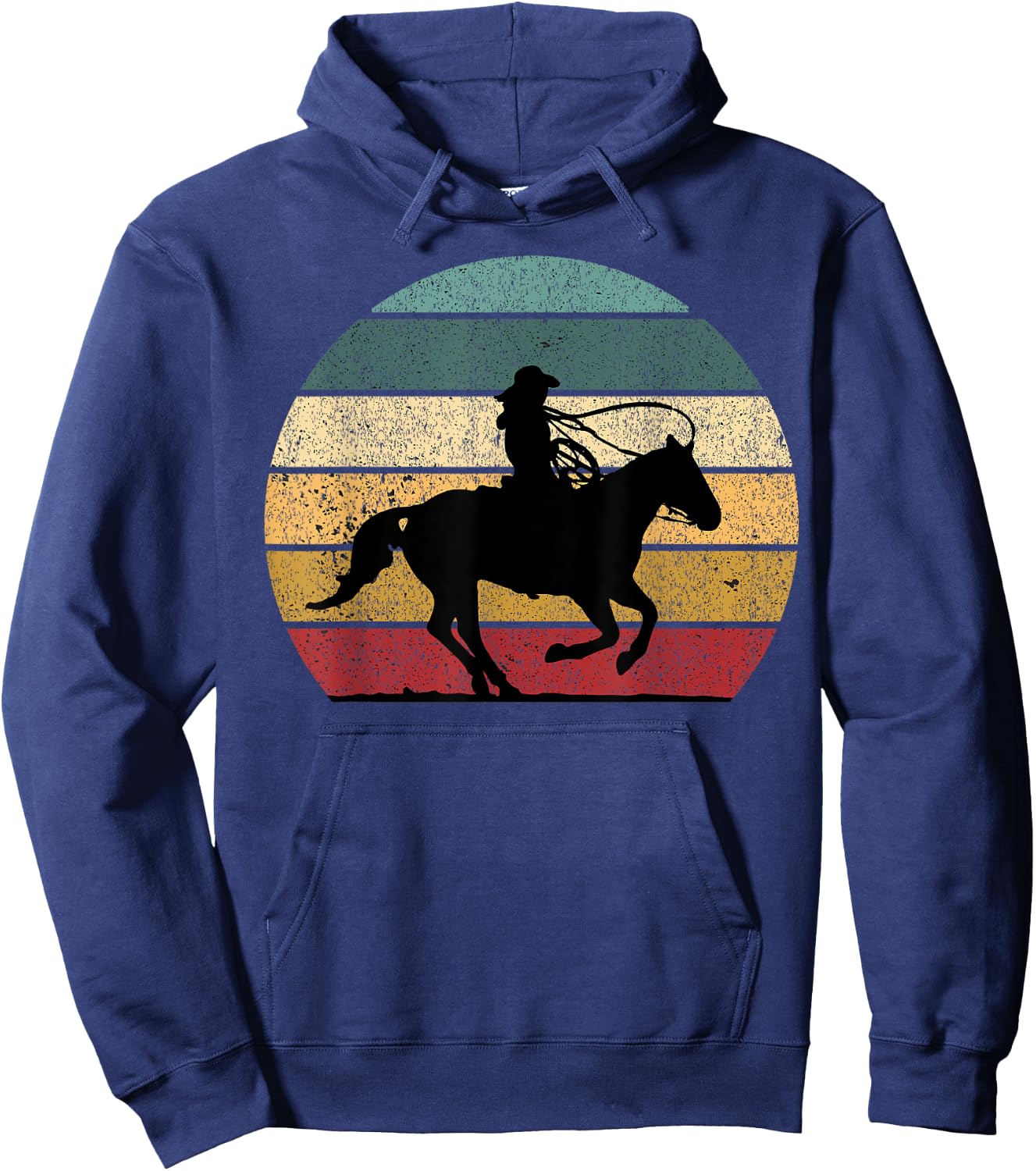 Girl Roping Horse Riding Cowgirl Vintage Texas Equestrian Hoodie - Hoodie | Navy