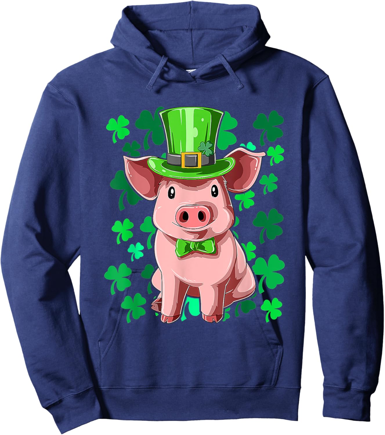 St Patrick's Day Pig Leprechaun Lucky Irish Pig Farmers Hoodie - Hoodie | Navy