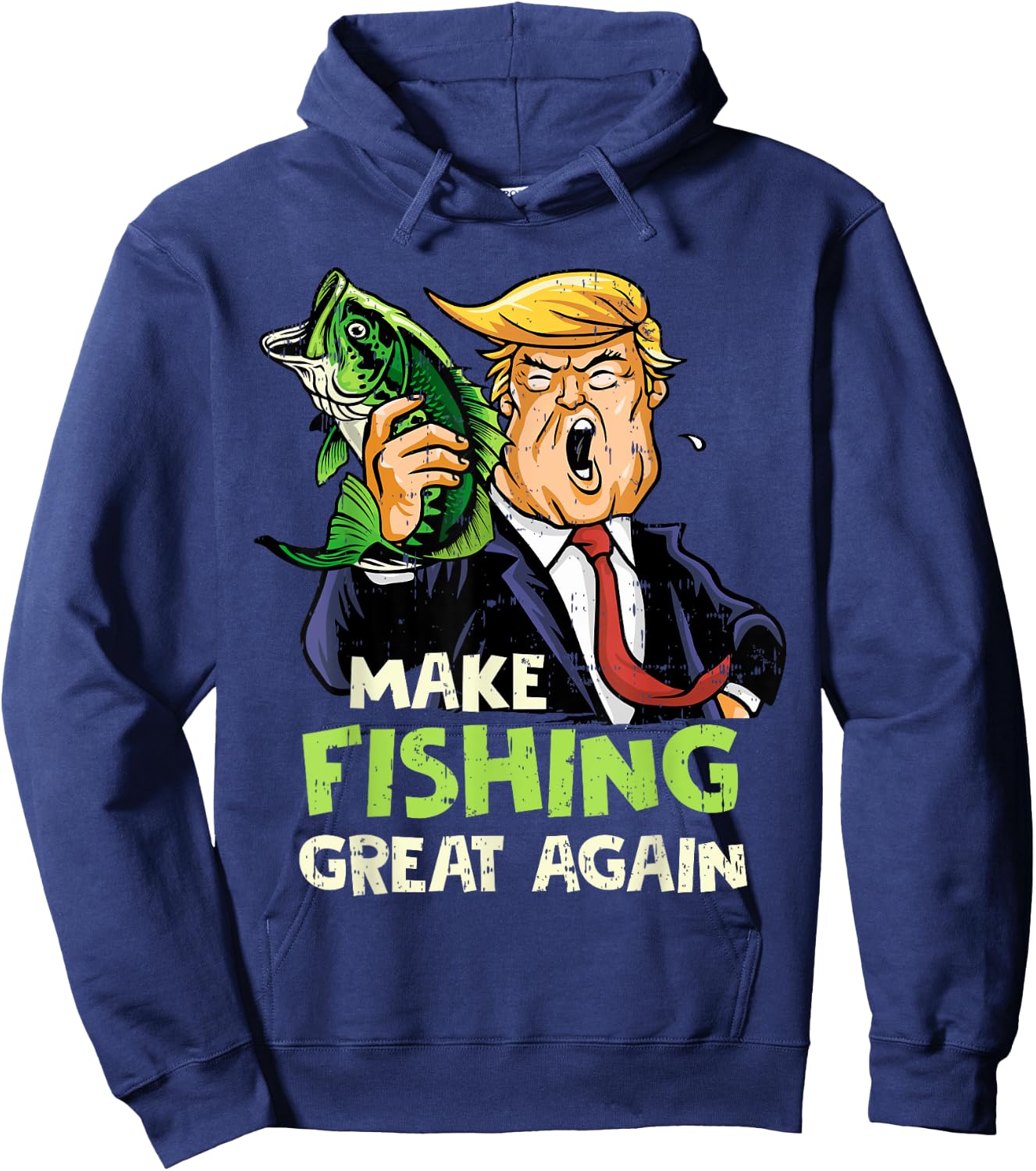 Make Fishing Great Again Trump Fisherman Support Trump 2024 Hoodie - Hoodie | Navy