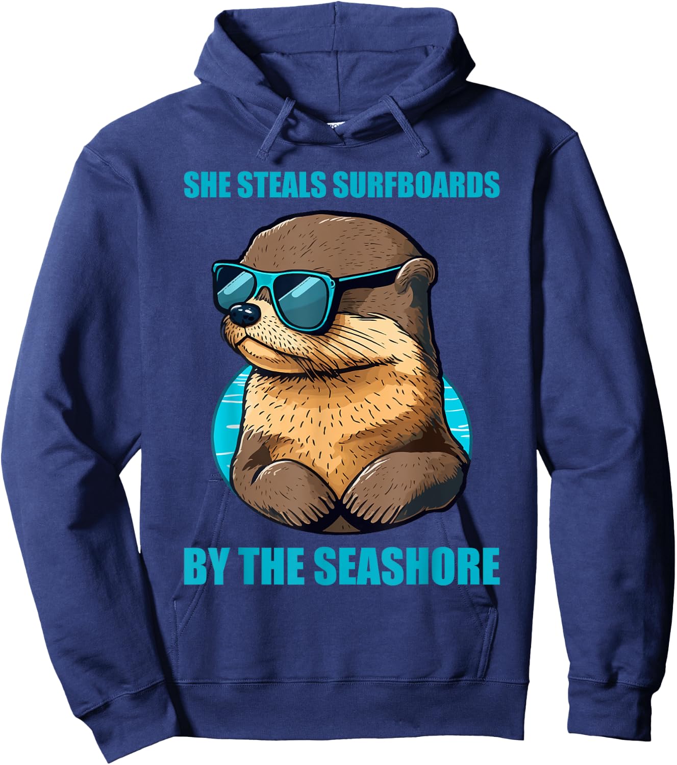 Otter 841 Surfing Otter She Steals Surfboards Californian Hoodie - Hoodie | Navy