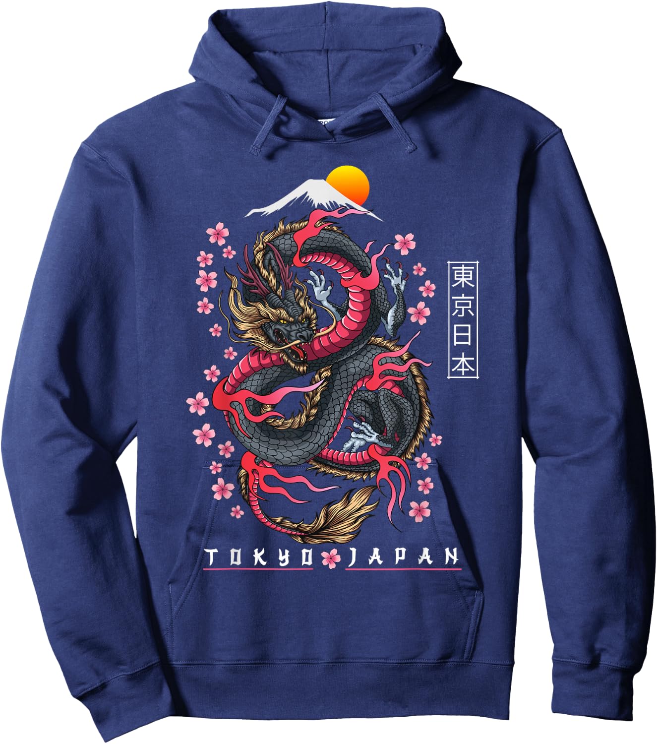 Japanese Aesthetic Dragon Tokyo Japan Manga Anime Asian 80’s Hoodie - Hoodie | Navy