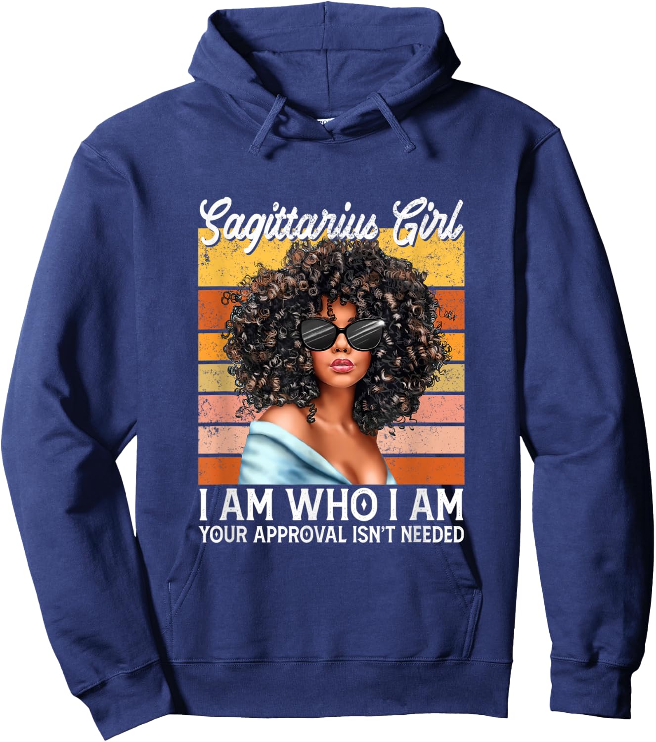 Sagittarius Girl I Am Who I Am Birthday Afro Black Women Hoodie - Hoodie | Navy