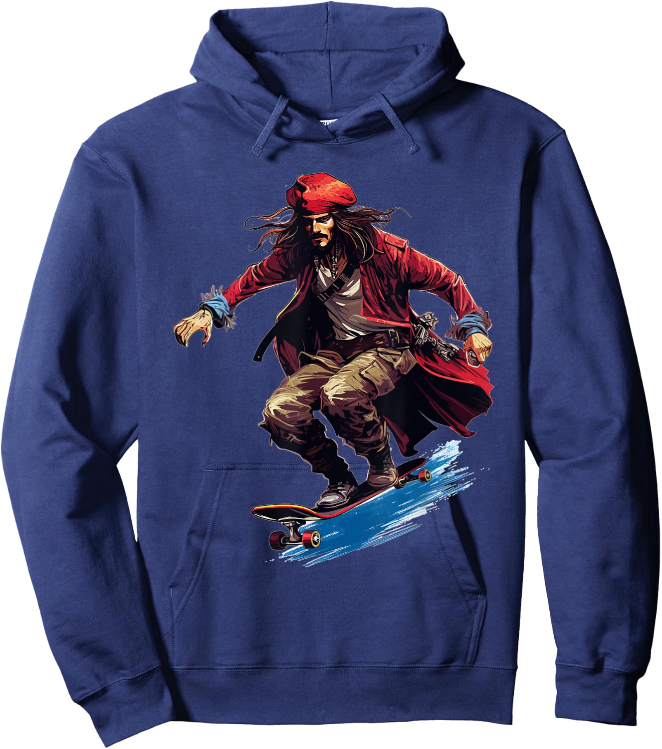 Pirate Skater - Skateboard Skateboarder Skateboarding Hoodie - Hoodie | Navy