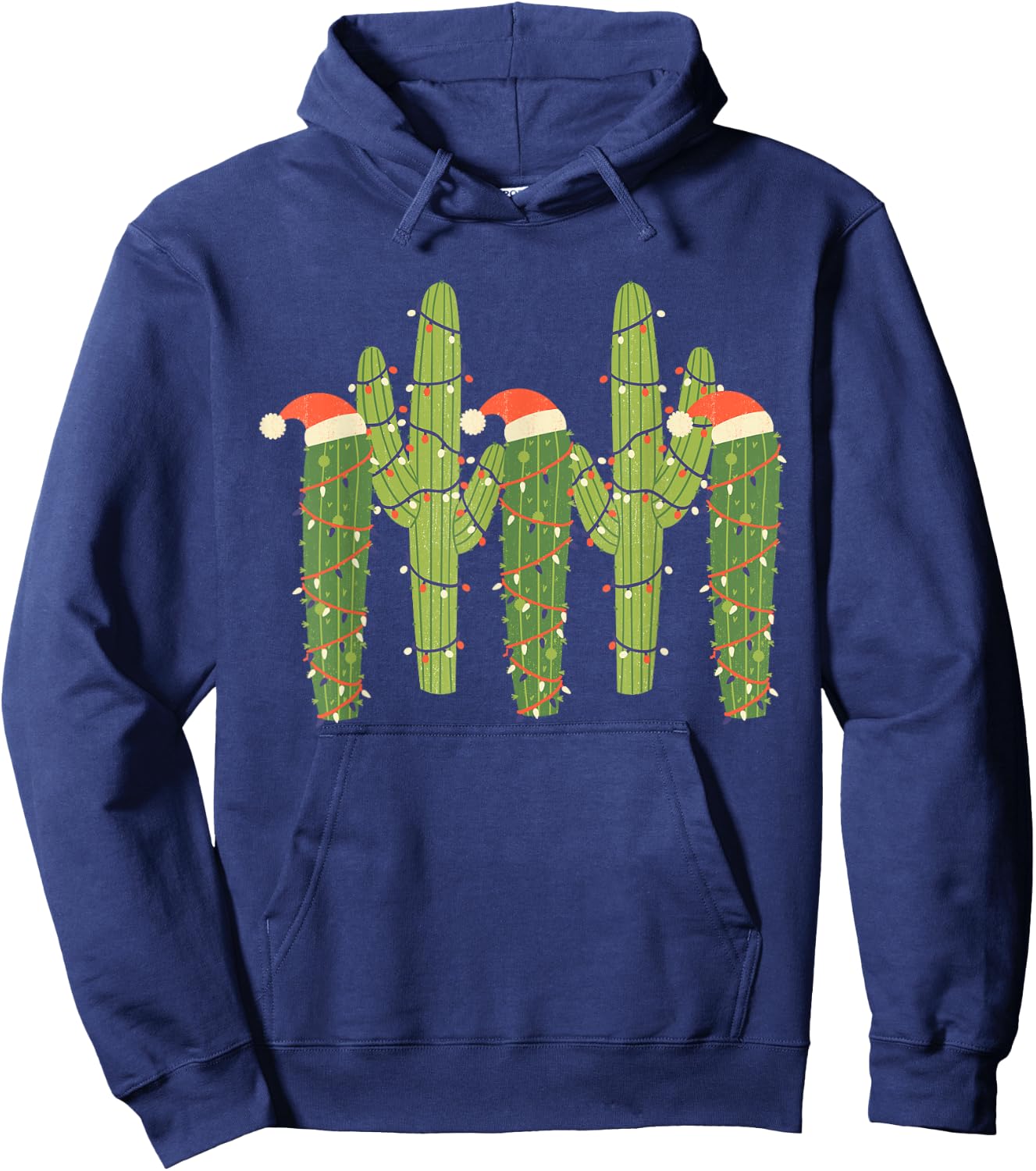 Christmas Cactus Desert Vintage Saguaro Cactus Plants Lover Hoodie - Hoodie | Navy