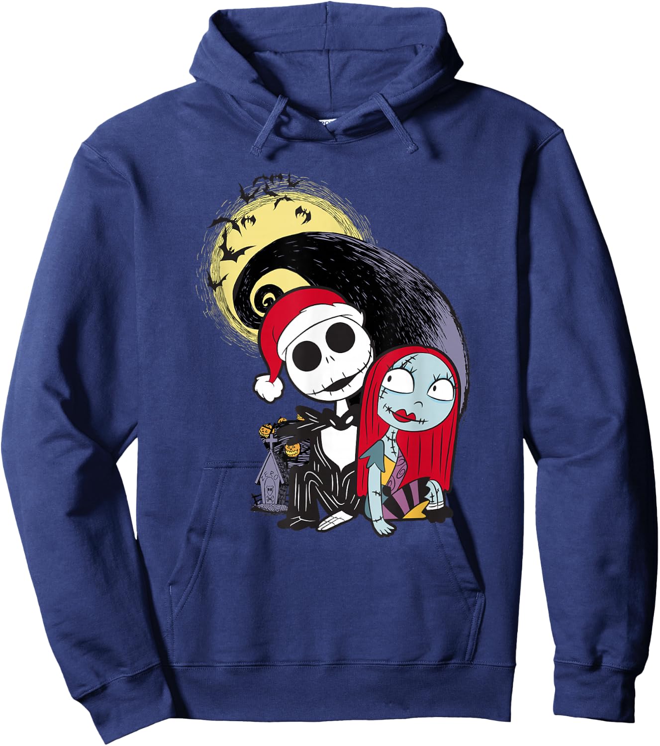 Disney The Nightmare Before Christmas Jack & Sally Santa Hat Hoodie - Hoodie | Navy