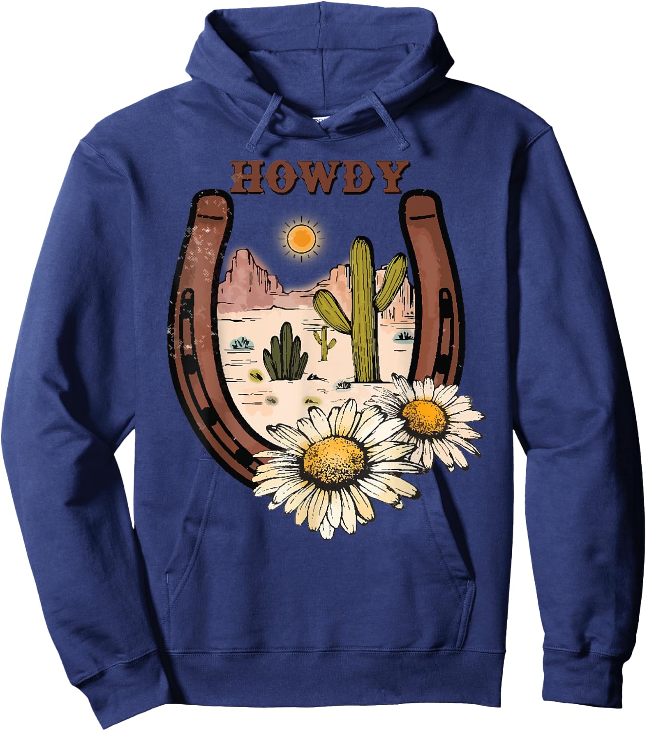 Vintage White Howdy Rodeo Western Country Southern Cowgirl Hoodie - Hoodie | Navy