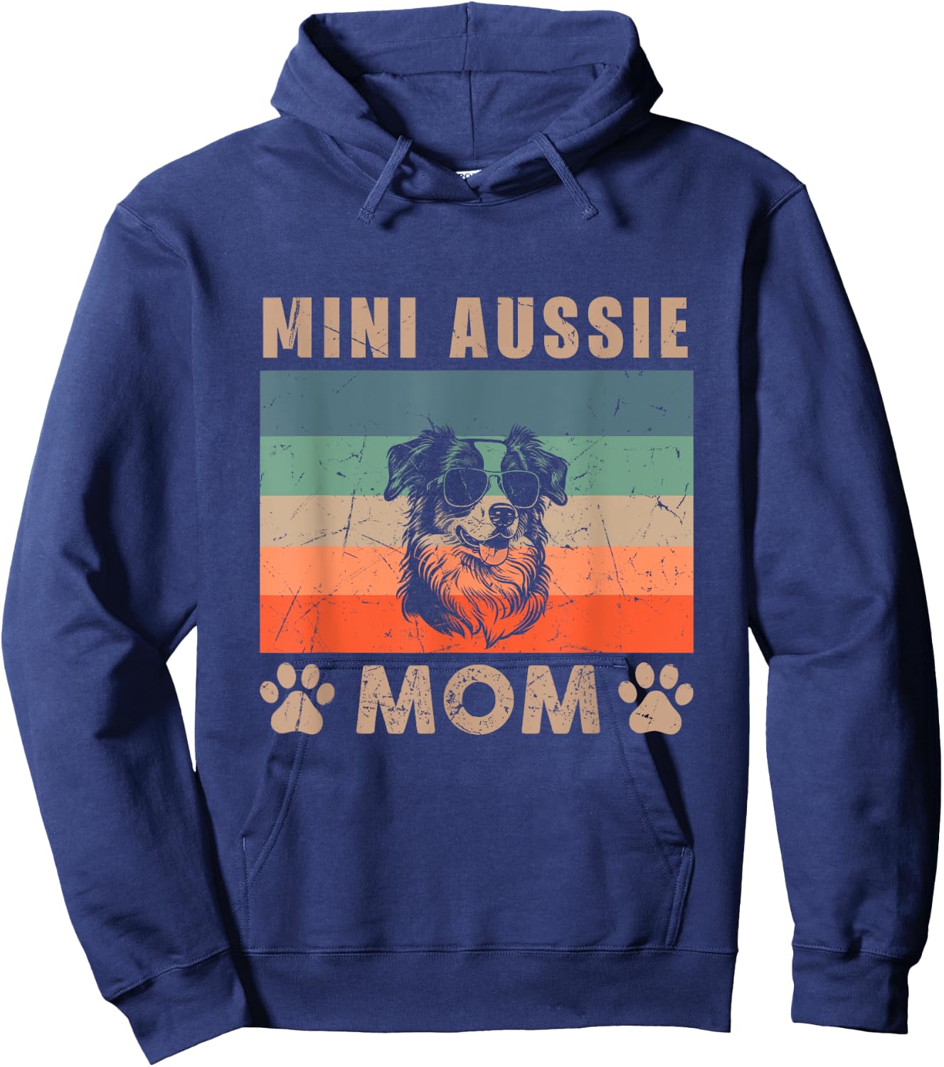 Vintage Mini Aussie Mom Gifts Funny Dog Lover Mother's Day Women Kids Hoodie - Hoodie | Navy
