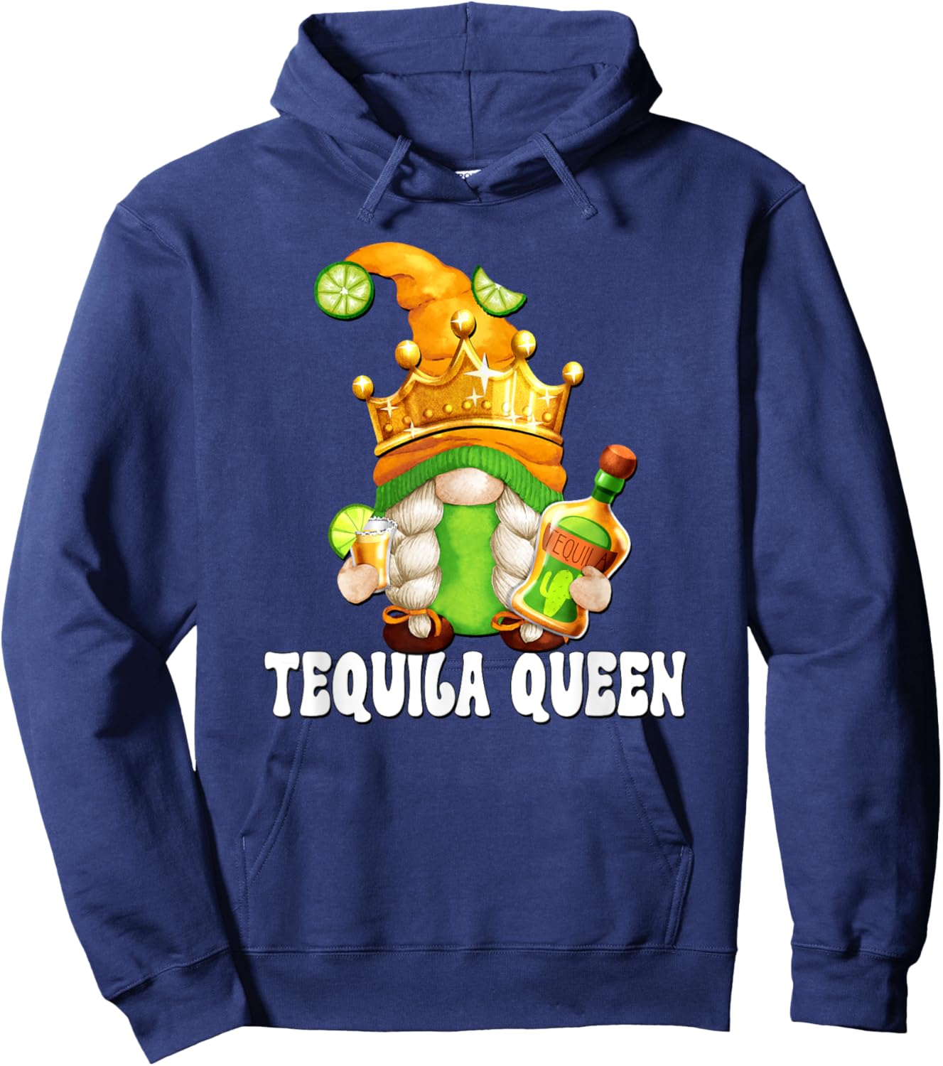 Funny Drinking Gnome For Mama Needs Tequila Queen Hoodie - Hoodie | Navy