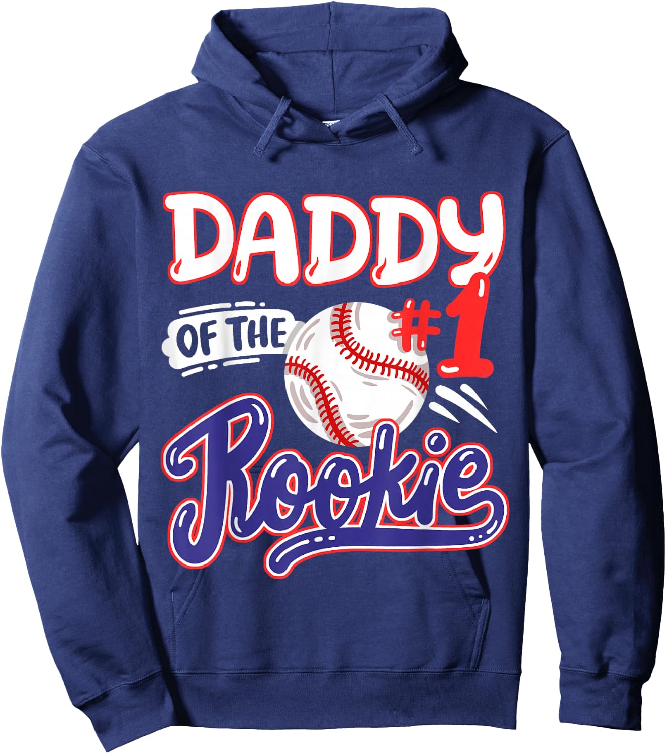 Daddy of Rookie 1st Baseball Birthday Party Theme Matching Hoodie - Hoodie | Navy